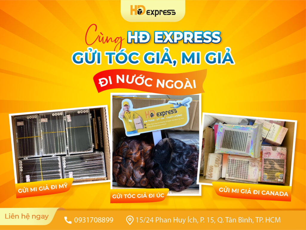 Gửi tóc giả, mi giả đi nước ngoài
