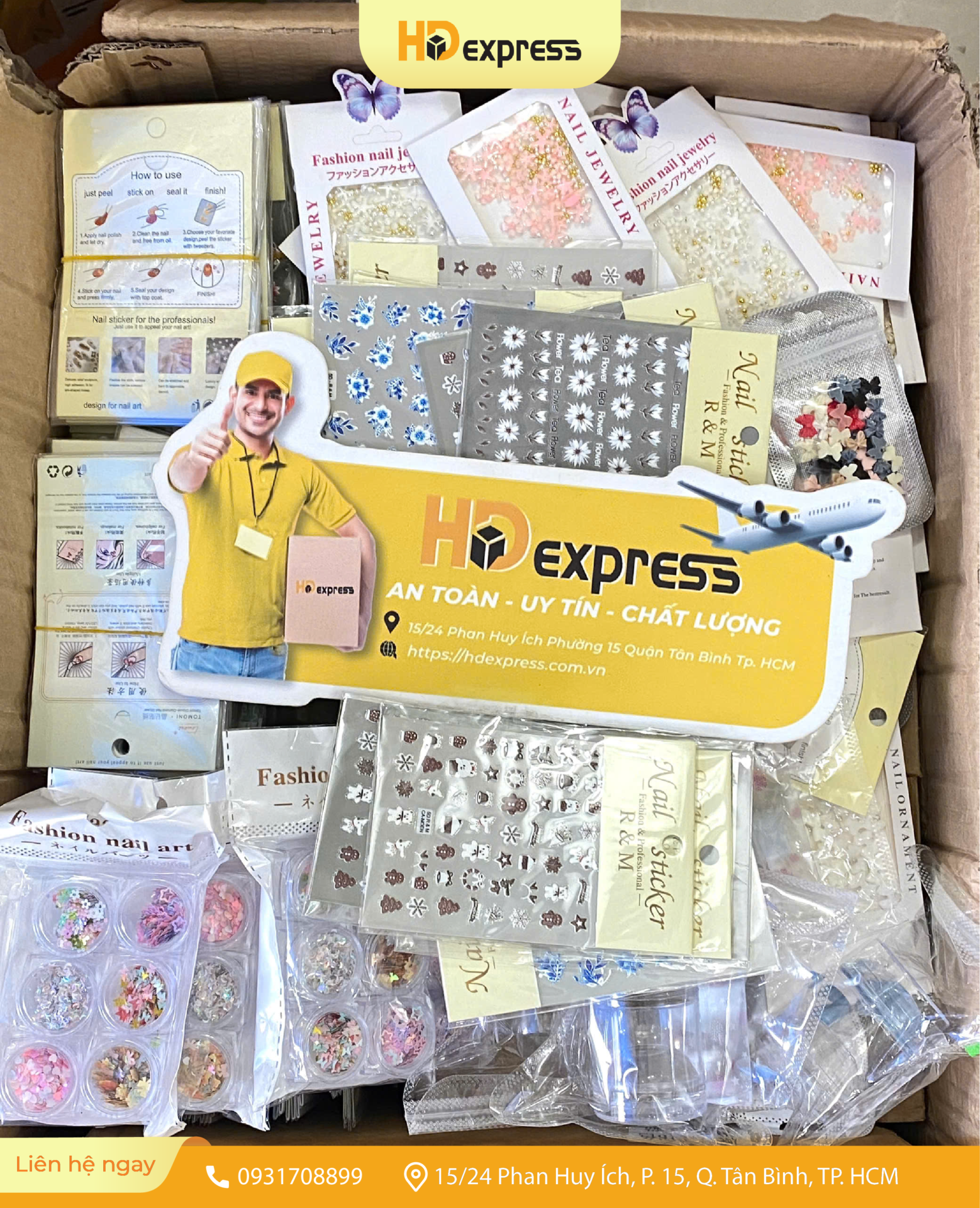 Phụ kiện trang trí móng gửi đi Mỹ tại HD Express
