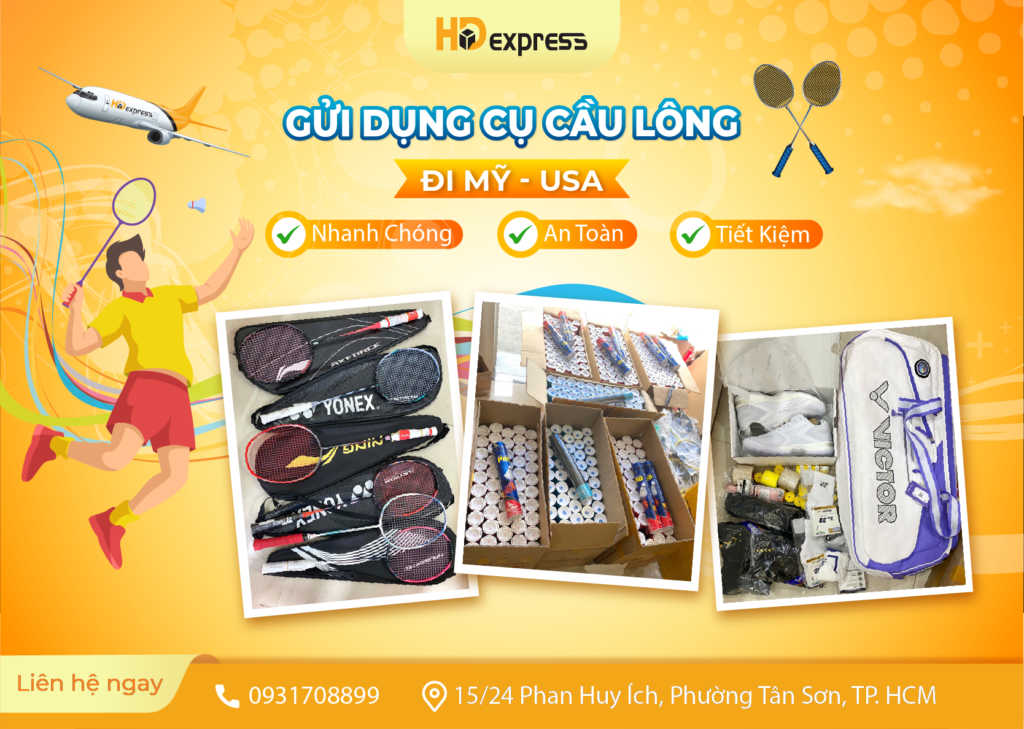 Gửi dụng cụ cầu lông đi Mỹ